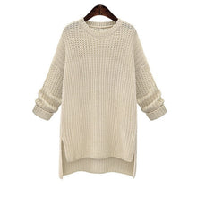 Load image into Gallery viewer, 2019 Winter Midi Long Thick Sweaters for Women New Irregular O-Neck Cute Solid Knitted Pullovers Girls Lady Casual Split Sweater