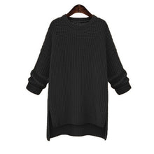 Load image into Gallery viewer, 2019 Winter Midi Long Thick Sweaters for Women New Irregular O-Neck Cute Solid Knitted Pullovers Girls Lady Casual Split Sweater