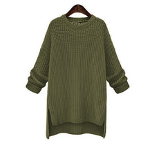 Load image into Gallery viewer, 2019 Winter Midi Long Thick Sweaters for Women New Irregular O-Neck Cute Solid Knitted Pullovers Girls Lady Casual Split Sweater