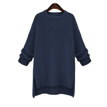 Load image into Gallery viewer, 2019 Winter Midi Long Thick Sweaters for Women New Irregular O-Neck Cute Solid Knitted Pullovers Girls Lady Casual Split Sweater