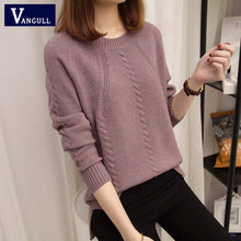 Load image into Gallery viewer, VANGULL Pullover women's sweaters autumn winter O-neck long-sleeved short paragraph bottoming shirt women's version of the loose