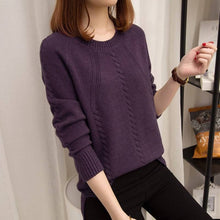 Load image into Gallery viewer, VANGULL Pullover women's sweaters autumn winter O-neck long-sleeved short paragraph bottoming shirt women's version of the loose