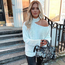 Load image into Gallery viewer, ArtSu Women's Sweaters 2019 New Casual Solid Loose Sweater Bare Shoulders Knitted Pullovers Winter Oversized Sweaters ASSW60310