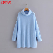 Load image into Gallery viewer, Tangada women jumpers turtleneck sweaters oversize winter fashion 2019 long sweater coat batwing sleeve christmas sweate HY135