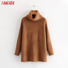 Load image into Gallery viewer, Tangada women jumpers turtleneck sweaters oversize winter fashion 2019 long sweater coat batwing sleeve christmas sweate HY135
