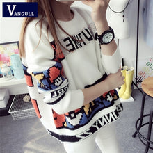 Load image into Gallery viewer, Vangull Letter Print Sweater Preppy Style Knitted Pullovers 2019 Autumn Fashion Long Sleeve O-Neck Women Sweaters and Pullovers