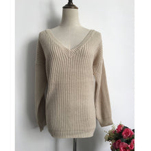 Load image into Gallery viewer, Rugod 2019 New Sexy Backless V-neck Sweater Women Pullover Autumn Winter Casual Knitted Sweater Femme Pullover Oversized Jumpers