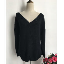 Load image into Gallery viewer, Rugod 2019 New Sexy Backless V-neck Sweater Women Pullover Autumn Winter Casual Knitted Sweater Femme Pullover Oversized Jumpers