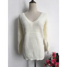 Load image into Gallery viewer, Rugod 2019 New Sexy Backless V-neck Sweater Women Pullover Autumn Winter Casual Knitted Sweater Femme Pullover Oversized Jumpers
