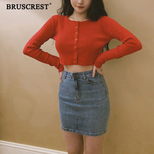 Load image into Gallery viewer, Fall 2019 Knitted Cardigan Button Up Korean Cute Sweaters Cropped Cardigan Women Kawaii Crop Sweater Knitting Top Streetwear