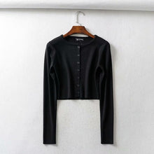 Load image into Gallery viewer, Fall 2019 Knitted Cardigan Button Up Korean Cute Sweaters Cropped Cardigan Women Kawaii Crop Sweater Knitting Top Streetwear