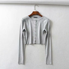 Load image into Gallery viewer, Fall 2019 Knitted Cardigan Button Up Korean Cute Sweaters Cropped Cardigan Women Kawaii Crop Sweater Knitting Top Streetwear