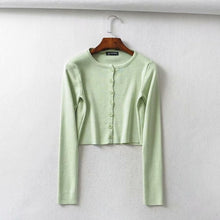 Load image into Gallery viewer, Fall 2019 Knitted Cardigan Button Up Korean Cute Sweaters Cropped Cardigan Women Kawaii Crop Sweater Knitting Top Streetwear