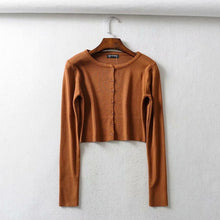Load image into Gallery viewer, Fall 2019 Knitted Cardigan Button Up Korean Cute Sweaters Cropped Cardigan Women Kawaii Crop Sweater Knitting Top Streetwear