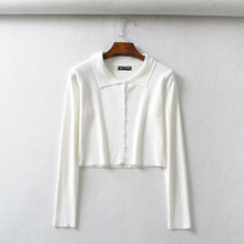 Load image into Gallery viewer, Fall 2019 Knitted Cardigan Button Up Korean Cute Sweaters Cropped Cardigan Women Kawaii Crop Sweater Knitting Top Streetwear