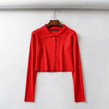 Load image into Gallery viewer, Fall 2019 Knitted Cardigan Button Up Korean Cute Sweaters Cropped Cardigan Women Kawaii Crop Sweater Knitting Top Streetwear