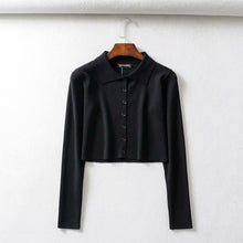 Load image into Gallery viewer, Fall 2019 Knitted Cardigan Button Up Korean Cute Sweaters Cropped Cardigan Women Kawaii Crop Sweater Knitting Top Streetwear