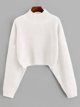 Load image into Gallery viewer, ZAFUL Drop Shoulder High Neck Plain Sweater Short Length Elastic Solid Color Sweater Autumn Winter Warm Women Daily Pullover2019