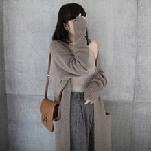 Load image into Gallery viewer, Manoswe Spring and Autumn 2019 Hot Sale Women Casual Knitted Long Cardigan Open Stitch Loose Knit Sweater Pocket Knitted Jumper