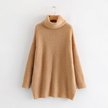 Load image into Gallery viewer, AOEMQ Autumn and Winter New Long Solid Colors Thick Sweater Knit Fluorescent High Collar Loose Pullover Sweater Female