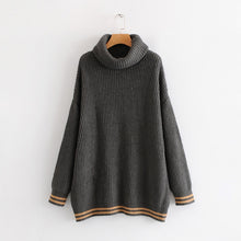 Load image into Gallery viewer, AOEMQ Autumn and Winter New Long Solid Colors Thick Sweater Knit Fluorescent High Collar Loose Pullover Sweater Female