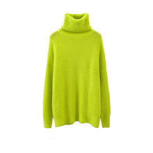 Load image into Gallery viewer, AOEMQ Autumn and Winter New Long Solid Colors Thick Sweater Knit Fluorescent High Collar Loose Pullover Sweater Female