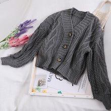 Load image into Gallery viewer, Autumn and Winter Women&#39;s Knit Cardigan Short Cardigan Tops Chic Students Loose Solid Color Single-breasted Sweater GD149