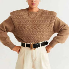 Load image into Gallery viewer, ZA style autumn winter women's Warm tops knitted wide shoulder sweater women pullover casual lady pull woman jumper