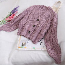 Load image into Gallery viewer, Autumn and Winter Women&#39;s Knit Cardigan Short Cardigan Tops Chic Students Loose Solid Color Single-breasted Sweater GD149
