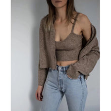 Load image into Gallery viewer, ZA 2020 spring new women's solid khaki cardigan knitted sweater Casual two pieces set fashion streetwear sexy female tops