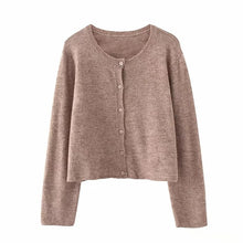 Load image into Gallery viewer, ZA 2020 spring new women's solid khaki cardigan knitted sweater Casual two pieces set fashion streetwear sexy female tops