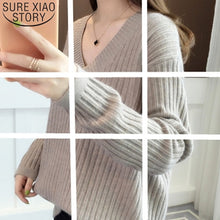 Load image into Gallery viewer, Elegant 2019 Knitted Women Sweater Long Sleeve Women Clothing New Fashion V-neck Casual Soft Women Blouse Women Tops 5458 50