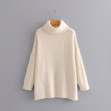 Load image into Gallery viewer, Tangada women jumpers turtleneck sweaters oversize winter fashion 2019 long sweater coat batwing sleeve christmas sweate HY135